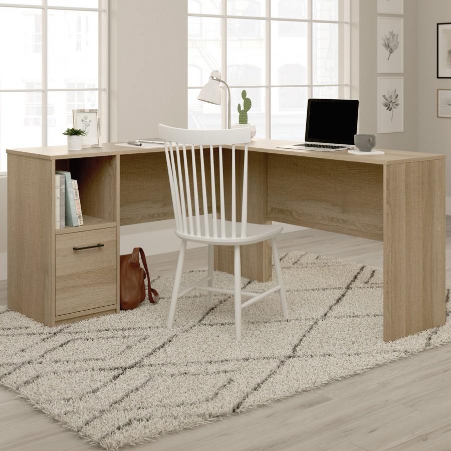 Summer Oak Home Office L-Shaped Workstation